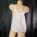 Flared Sexy Babydoll & G-String Set in Ultra Sheer Glissenette Fabric.  Stretchy and completely adjustable for a perfect fit.