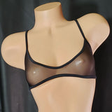 Super Sexy Extreme Racer Bra Top in Ultra Sheer Glissenette. Sized & stretchy for a perfect fit.  Match this top with a glissenette bottom!