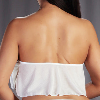 Reversible Tie-Front Ruffle Top in Semi-Sheer Jersey Fabric.  Wear it with the opening in front or wear it to show off your gorgeous back!