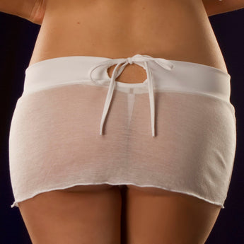 Extreme Semi Sheer, Super Short Mini Skirt with Keyhole Feature and Waist Band.  Reversible with Keyhole in front or back. Nothin's Sexier!