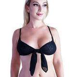 Sexy Tie-Front Crop Top with Minimal Coverage in Semi-Sheer Jersey.  Super Lightweight and Super Revealing.