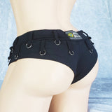 Brazilian Cheek Shorts. Show Off Your Bum with Sexy Micro Booty Shorts! Belt loops, decorative rings, and Stretchy for a perfect sexy fit.