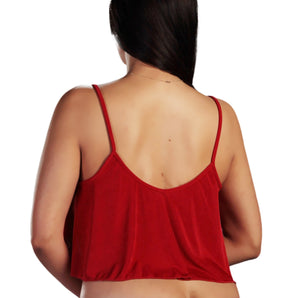 Flared Hem Tank Top in Stretch Slinky Knit Fabric.