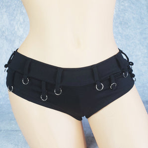 Brazilian Cheek Shorts. Show Off Your Bum with Sexy Micro Booty Shorts!  Belt loops, decorative rings, and Stretchy for a perfect sexy fit.
